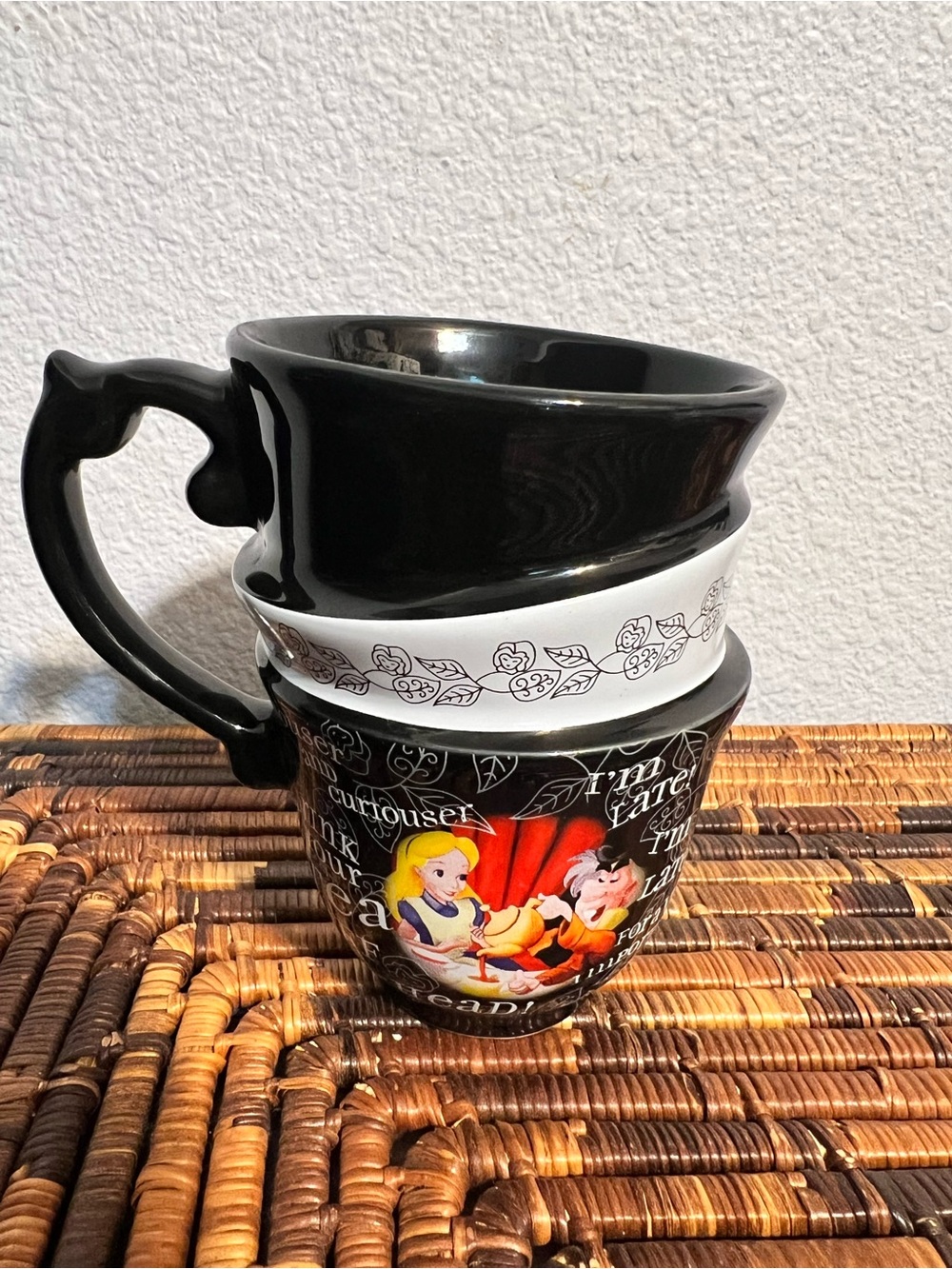 Alice In Wonderland and Mad Hatter Triple Stacked 3 Tea Cup